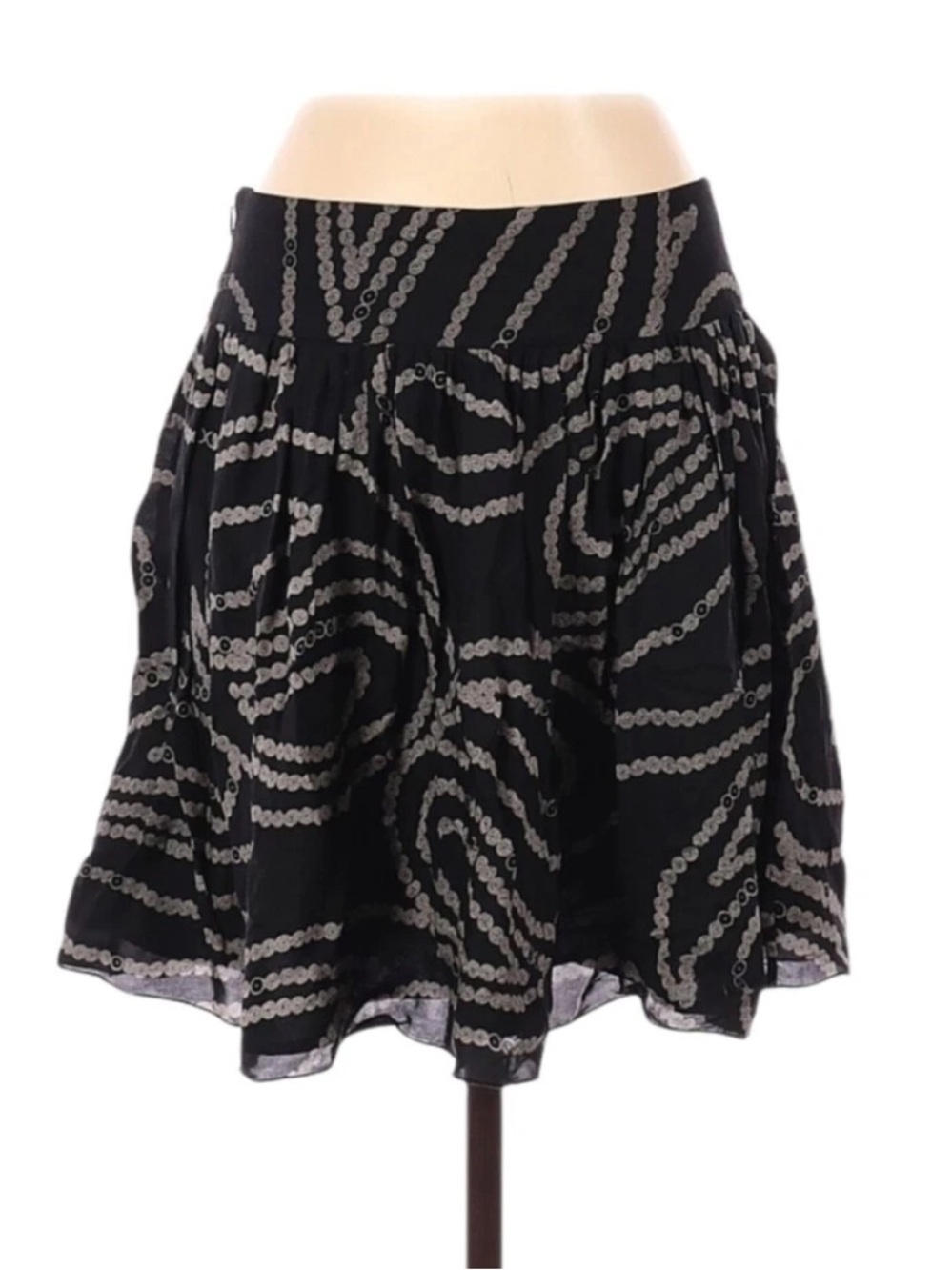 Banana Republic 100% Silk Chain Print Pleated Skirt Size 14